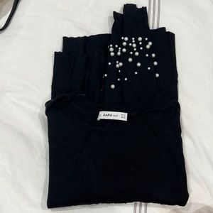 Zara Black Sweater with pearl sleeves